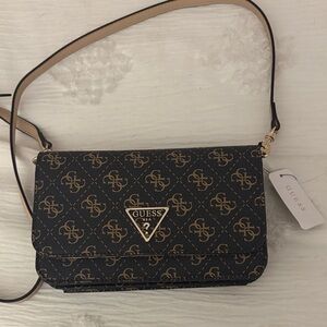 GUESS Noelle mini Black and Brown Logo Crossbody Bag